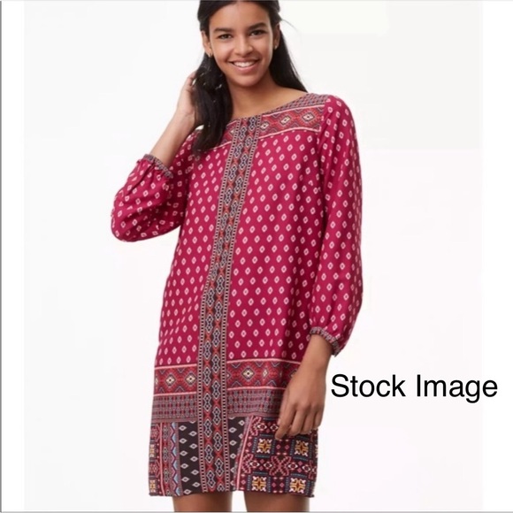 LOFT XXSP Diamond Mosaic 3/4 Sleeve Dress - Picture 10 of 10